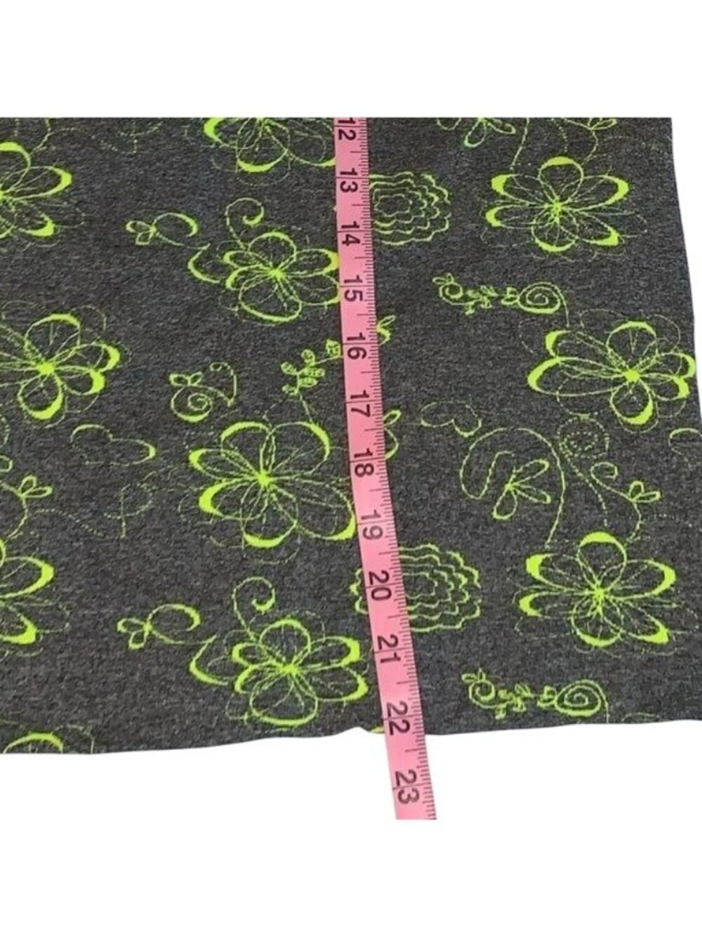 Racerback Floral Tank Top Neon Green & Gray Polyester/Spandex One Size FCF Style - Picture 4 of 5